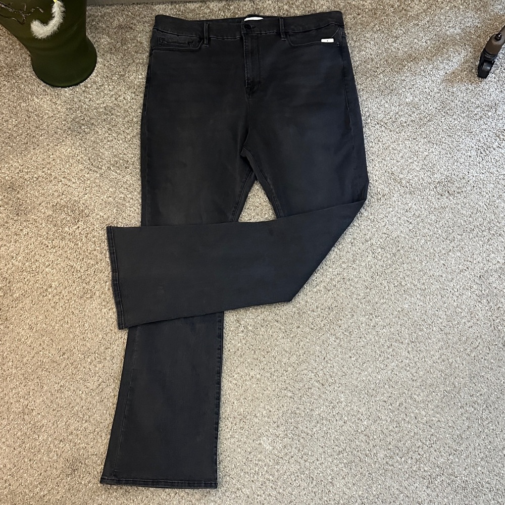 NWT Frame Le Mini Boot Black-Grey Carbon Mid Rise Boot Cut Denim Jeans Sz 34